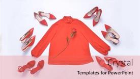  Presentation with fashion accessories - PPT theme consisting of flat-lay-woman-fashion-clothes background and a coral colored foreground