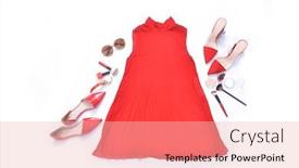  Presentation with fashion accessories - PPT layouts having flat-lay-woman-fashion-red background and a lemonade colored foreground
