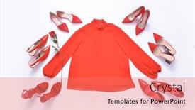  Presentation with hell - Slide deck with flat-lay-woman-fashion-red background and a coral colored foreground