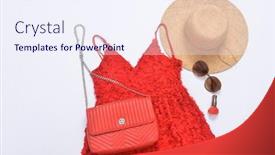  Presentation with fashion accessories - Audience pleasing PPT theme consisting of flat-lay-woman-fashion-red backdrop and a sky blue colored foreground