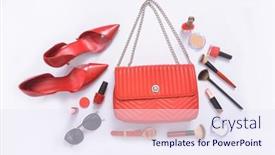  Presentation with fashion handbag - Audience pleasing presentation theme consisting of flat-lay-woman-fashion-red backdrop and a sky blue colored foreground