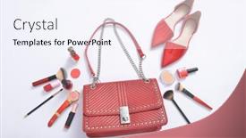  Presentation with fashion accessories - Amazing PPT layouts having flat-lay-woman-fashion backdrop and a sky blue colored foreground