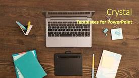  Presentation with notepaper - Colorful theme enhanced with flat-layout-of-graphic-tablet backdrop and a tawny brown colored foreground