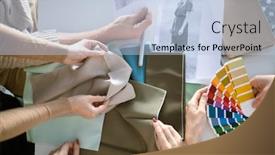  Presentation with flat - Slide set featuring flat-layout-of-hands background and a light blue colored foreground