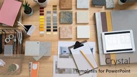  Presentation with interior designer - Colorful presentation enhanced with flat-layout-of-various-stuff backdrop and a coral colored foreground