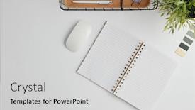  Presentation with green notebook - Slides having flat-layout-with-computer-mouse background and a light gray colored foreground