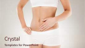  Presentation with stomach - Beautiful PPT theme featuring flat line - woman massaging pain stomach isolated backdrop and a lemonade colored foreground