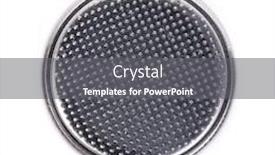  Presentation with battery cell - PPT theme consisting of flat-lithium-round-button-cell background and a gray colored foreground