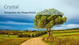  Presentation with rural tourism concept - Slide set with flat-rows-of-ploughed-fields background and a sky blue colored foreground