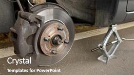  Presentation with car flat tire - Beautiful presentation theme featuring flat tire - changing wheels on a car backdrop and a  colored foreground