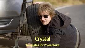  Presentation with car flat tire - Theme with flat tire - changing wheels on a car background and a tawny brown colored foreground