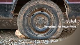  Presentation with car flat tire - Amazing presentation design having flat-tire-of-an-old backdrop and a gray colored foreground