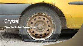  Presentation with car flat tire - Presentation theme featuring flat tire of an old background and a violet colored foreground