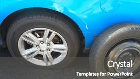  Presentation with car flat tire - Colorful theme enhanced with flat tire on car replacing backdrop and a dark gray colored foreground