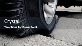  Presentation with tire - Presentation consisting of flat-tire-pressed-on-curb background and a wine colored foreground