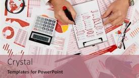  Presentation with accounting - Cool new slide set with flat-top-view-of-businessman backdrop and a coral colored foreground