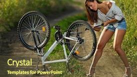  Presentation with tyre - Presentation with flat tyre and woman pump background and a tawny brown colored foreground