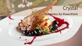  Presentation with restaurant menu - Audience pleasing slide deck consisting of flat white plate gastronomic restaurant backdrop and a coral colored foreground