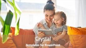  Presentation with mom kids - Slide set consisting of flatbed - happy loving family young mother background and a coral colored foreground