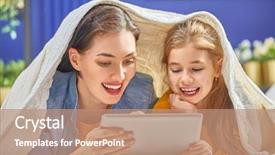  Presentation with loving mom - Theme consisting of flatbed - happy loving family young mother background and a coral colored foreground