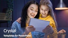  Presentation with loving mom - Colorful theme enhanced with flatbed - happy loving family young mother backdrop and a ocean colored foreground