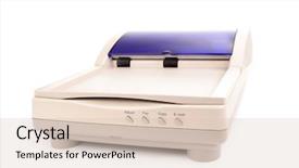  Presentation with scanner - Presentation design enhanced with flatbed scanner with automatic document background and a lemonade colored foreground