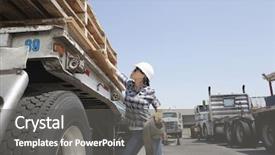  Presentation with logging truck - Presentation theme featuring opened electric motor 3d render background and a  colored foreground.