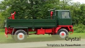  Presentation with green classic war - Presentation design having flatbed trucking - old classic british green background and a mint green colored foreground