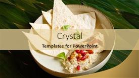  Presentation with dip - Slide set having flatbread-with-dip-and-pomegranate background and a blonde colored foreground