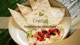  Presentation with dip - Presentation theme having flatbread-with-dip-and-pomegranate and a lemonade colored foreground