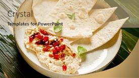  Presentation with dip - Slides having flatbread-with-dip-and-pomegranate and a lemonade colored foreground