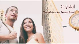  Presentation with travel and tourism - Amazing theme having flatiron building and clock usa backdrop and a lemonade colored foreground