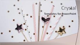  Presentation with cute stars - Cool new PPT theme with flatlay-birthday-background-with-cute backdrop and a light gray colored foreground