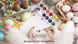  Presentation with colorful hands - Presentation theme enhanced with flatlay-of-colorful-easter-eggs background and a lemonade colored foreground