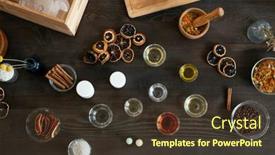  Presentation with making soap - PPT theme enhanced with flatlay-of-glassware-of-various background and a tawny brown colored foreground