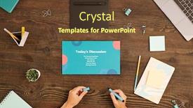  Presentation with meeting table - PPT layouts having flatlay-of-hands-of-young background and a tawny brown colored foreground