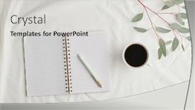  Presentation with green notebook - Amazing presentation theme having flatlay-of-open-notebook backdrop and a light gray colored foreground