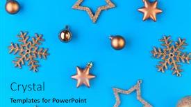  Presentation with blue golden stars - Colorful presentation theme enhanced with flatlay-of-silver-and-golden backdrop and a teal colored foreground