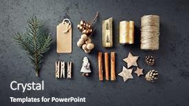  Presentation with utensils - Slide deck featuring flatlay symbolic image black background background and a dark gray colored foreground