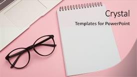  Presentation with glasses - PPT theme enhanced with flatlay with laptop jotter background and a lemonade colored foreground