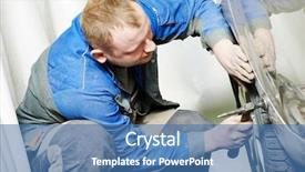  Presentation with auto body repair - Slide set with flattened - auto repair man worker flatten background and a  colored foreground