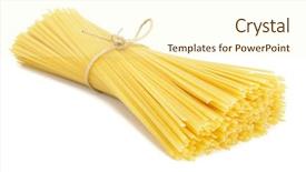  Presentation with 3d isolated t rex head - PPT theme consisting of flattened - heap of linguine pasta isolated background and a  colored foreground