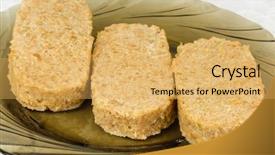  Presentation with frozen - Slide deck with flattened - meat frozen semi-finished products background and a yellow colored foreground