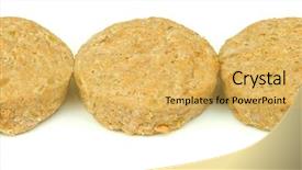  Presentation with dairy produce meat vegetables - PPT layouts featuring flattened - meat frozen semi-finished products background and a yellow colored foreground