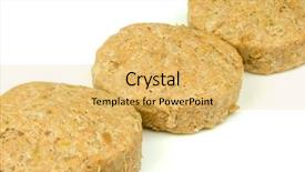  Presentation with frozen - Cool new slides with flattened - meat frozen semi-finished products backdrop and a yellow colored foreground