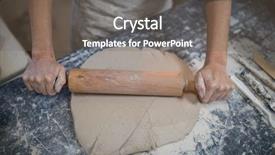  Presentation with female - Slide deck consisting of flattened - mid section of female potter background and a gray colored foreground