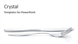  Presentation with knife stand - Beautiful PPT layouts featuring set of fork and knife backdrop and a  colored foreground