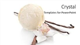  Presentation with ice cream - Presentation theme enhanced with flavor - ball of delicious vanilla ice background and a white colored foreground