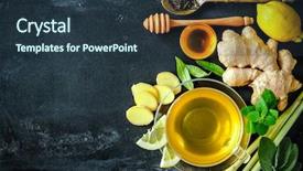  Presentation with tea cup - PPT layouts consisting of flavor - cup of ginger tea background and a tawny brown colored foreground