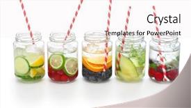 Presentation with fat - Presentation theme enhanced with flavor - detox water on white background background and a sky blue colored foreground